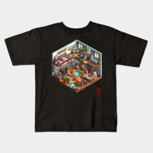 Isometric cat room Kids T-Shirt